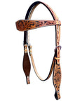 Bar H Equine Genuine Western American Leather Horse Premium Headstall & Breast Collar Set