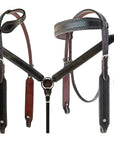 Bar H Equine Genuine Western American Leather Horse Premium Headstall & Breast Collar Set