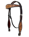 Bar H Equine Genuine Western American Leather Horse Premium Headstall & Breast Collar Set