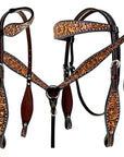 Bar H Equine Genuine Western American Leather Horse Premium Headstall & Breast Collar Set