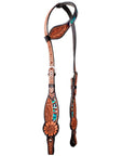 Bar H Equine Genuine Western American Leather Horse Premium Headstall & Breast Collar Set