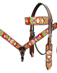 Bar H Equine Western Horse Embroidery Design Genuine American Leather Tack Set