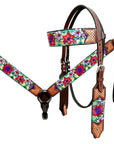 Bar H Equine Western Horse Floral Embroidery Design Genuine American Leather Tack Set