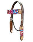 Bar H Equine Western Leather Horse Headstall & Breast Collar Brown