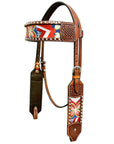 Bar H Equine Western Leather Horse Headstall & Breast Collar Brown