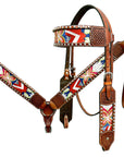 Bar H Equine Western Leather Horse Headstall & Breast Collar Brown