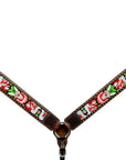 Bar H Equine Horse Genuine Leather embroidery design Breast Collar ,Headstall Brown
