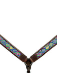 Bar H Equine Horse Genuine Leather embroidery design Breast Collar ,Headstall Brown