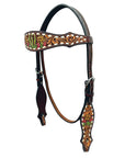Bar H Equine Genuine Western American Leather Horse Premium Headstall & Breast Collar Set