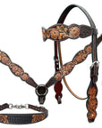 Bar H Equine Genuine Western American Leather Horse Premium Headstall & Breast Collar Set