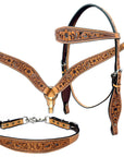Bar H Equine Genuine Western American Leather Horse Premium Headstall & Breast Collar Set