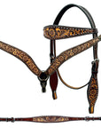 Bar H Equine Genuine Western American Leather Horse Premium Headstall & Breast Collar Set