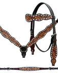Bar H Equine Genuine Western American Leather Horse Premium Headstall & Breast Collar Set