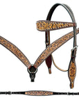 Bar H Equine Genuine Western American Leather Horse Premium Headstall & Breast Collar Set