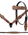 Bar H Equine Genuine Western American Leather Horse Premium Headstall & Breast Collar Set