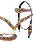 Bar H Equine Genuine Western American Leather Horse Premium Headstall & Breast Collar Set