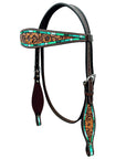 Bar H Equine Genuine Western American Leather Horse Premium Headstall & Breast Collar Set