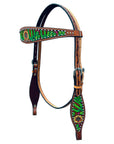Bar H Equine Genuine Western American Leather Horse Premium Headstall & Breast Collar Set