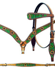 Bar H Equine Genuine Western American Leather Horse Premium Headstall & Breast Collar Set