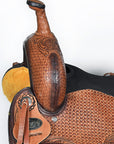 COMFYTACK Western Horse Barrel Racing American Leather Saddle Floral Carved & Tack Set Dark Brown