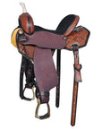 Comfytack Western Horse Barrel Racing Trail Pleasure American Leather Saddle Tack Set With Reins Brown