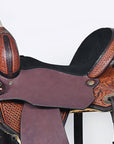 Comfytack Western Horse Barrel Racing Trail Pleasure American Leather Saddle Tack Set With Reins Brown