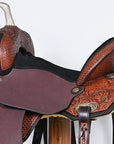 Comfytack Western Horse Barrel Racing Trail Pleasure American Leather Saddle Tack Set With Reins Brown
