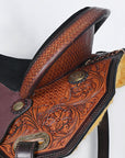 Comfytack Western Horse Barrel Racing Trail Pleasure American Leather Saddle Tack Set With Reins Brown