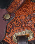 Comfytack Western Horse Barrel Racing Trail Pleasure American Leather Saddle Tack Set With Reins Brown