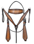 COMFYTACK Western Horse Headstall Breast Collar Set American Leather Tan