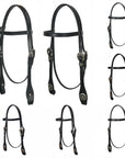 Hilason Western Horse Genuine Leather Headstall Bridle Engraved GS Concho Black