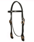 Hilason Western Horse Genuine Leather Headstall Bridle Engraved GS Concho Brown