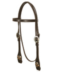 Hilason Western Horse Genuine Leather Headstall Bridle Engraved GS Concho Brown
