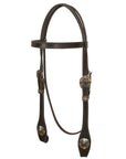 Hilason Western Horse Genuine Leather Headstall Bridle Engraved GS Concho Brown