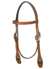 Hilason Western Horse Genuine Leather Headstall Bridle Engraved GS Concho Chestnut