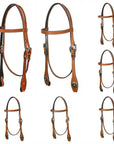 Hilason Western Horse Genuine Leather Headstall Bridle Engraved GS Concho Chestnut