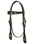 Hilason Western Horse Genuine Leather Headstall Bridle Engraved GS Concho Brown