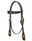 Hilason Western Horse Genuine Leather Headstall Bridle Engraved GS Concho Brown