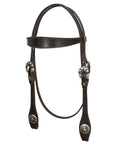 Hilason Western Horse Genuine Leather Headstall Bridle Engraved GS Concho Brown