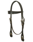 Hilason Western Horse Genuine Leather Headstall Bridle Engraved GS Concho Brown