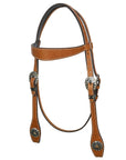 Hilason Western Horse Genuine Leather Headstall Bridle Engraved GS Concho Chestnut