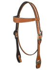 Hilason Western Horse Genuine Leather Headstall Bridle Engraved GS Concho Chestnut