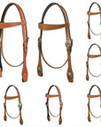 Hilason Western Horse Genuine Leather Headstall Bridle Engraved GS Concho Chestnut