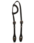 Hilason Horse Genuine Leather One Ear Headstall Bridle GS Concho Black