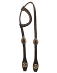 Hilason Western Horse Genuine Leather One Ear Headstall Bridle Engraved GS Concho Brown