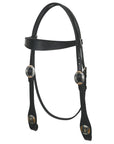 Hilason Western Horse Genuine Leather Headstall Bridle Engraved GS Concho Black