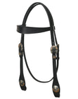 Hilason Western Horse Genuine Leather Headstall Bridle Engraved GS Concho Black