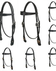 Hilason Western Horse Genuine Leather Headstall Bridle Engraved GS Concho Black