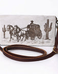 American Darling Organiser Hair-On Hand Tooled Genuine Leather Women Bag Western Handbag Purse