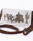 American Darling Organiser Hair-On Hand Tooled Genuine Leather Women Bag Western Handbag Purse